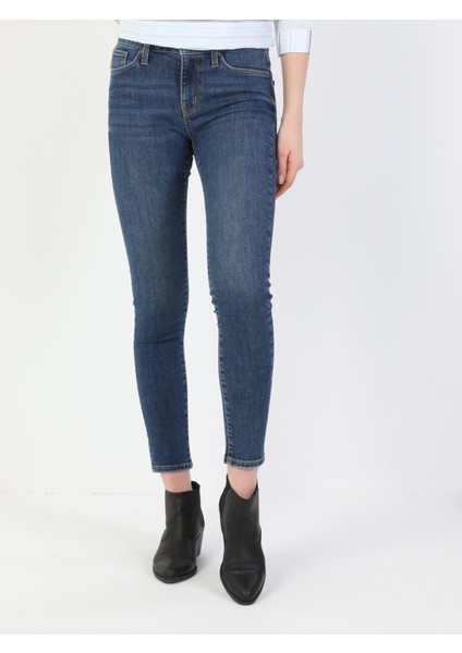 759 Lara Orta Bel Dar Paça Super Slim Fit Mavi Kadın Jean Pantolon Cl1048741