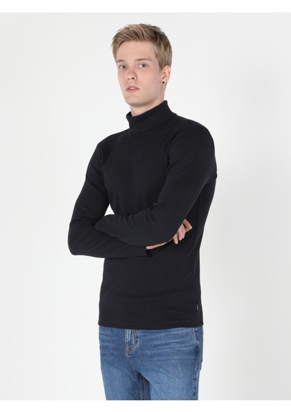 Slim Fit Lacivert Erkek Uzun Kol Tişört Cl1049854