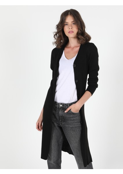 Slim Fit Kadın Siyah Hırka Cl1050577