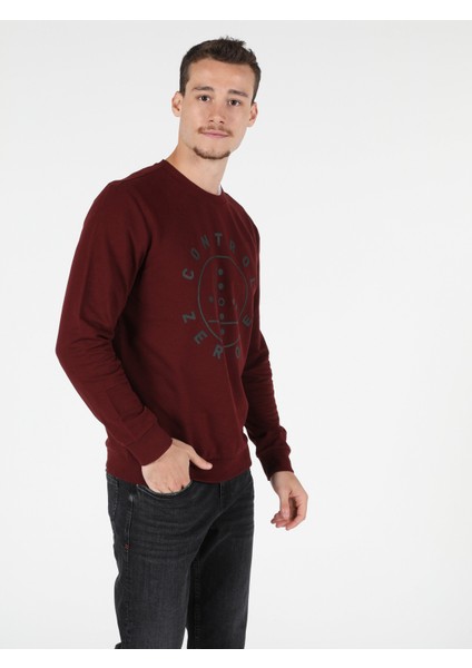 Regular Fit Erkek Bordo Sweatshirt