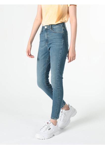 760 Diana Slim Fit Yüksek Bel Dar Paça Kadın Mavi Jean Pantolon Cl1060401