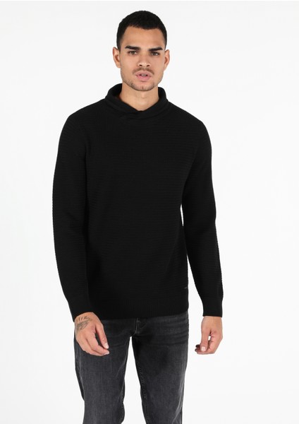 Regular Fit Balıkçı Yaka Erkek Siyah Kazak Cl1051638