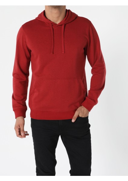 Regular Fit Kapüşonlu Kırmızı Erkek Sweatshirt Cl1055785