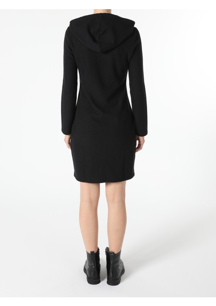 Slim Fit Kadın Siyah Uzun Kol Elbise