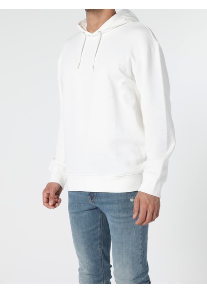 Regular Fit Kapüşonlu Beyaz Erkek Sweatshirt Cl1055786