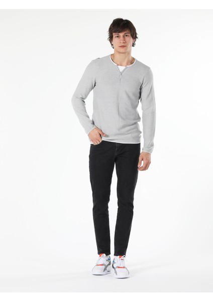 Slim Fit Bisiklet Yaka Erkek Kazak Cl1057258