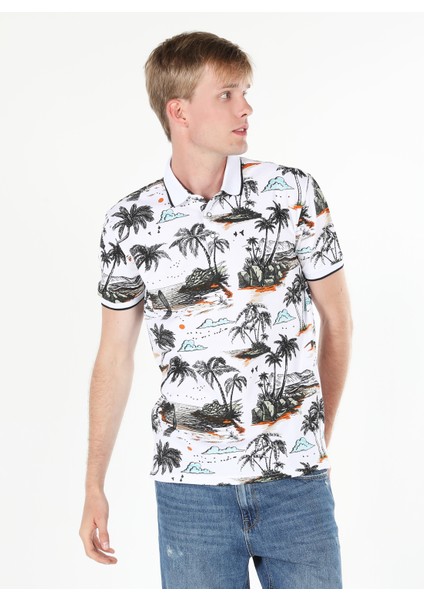 Regular Fit Polo Yaka Baskılı Erkek Çok Renkli Kısa Kol Tişört modelleri