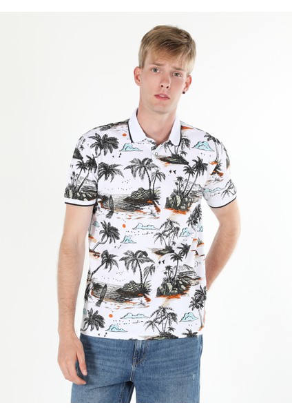 Regular Fit Polo Yaka Baskılı Erkek Çok Renkli Kısa Kol Tişört fırsatları
