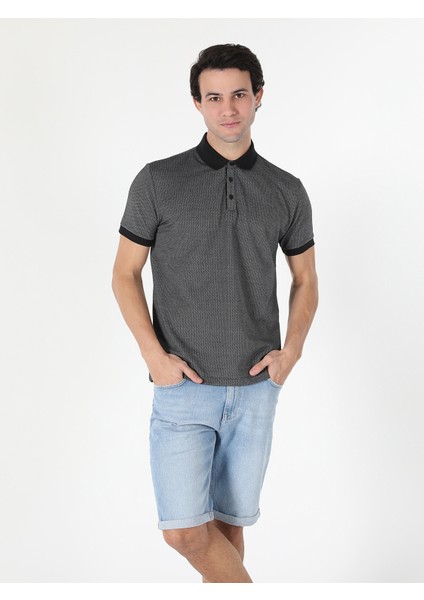 Regular Fit Polo Yaka Erkek Antrasit Kısa Kol Tişört Cl1059569