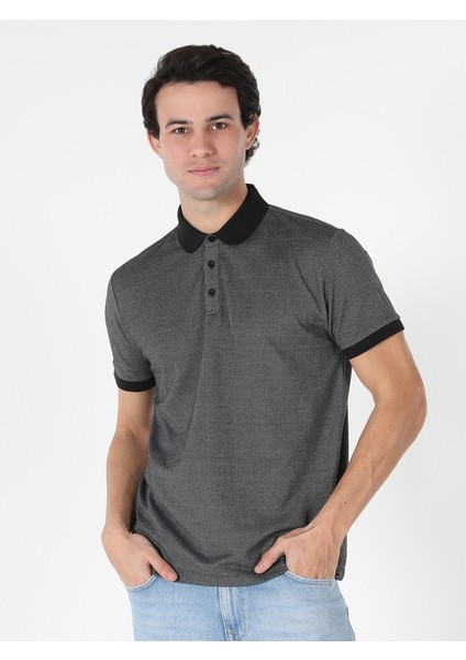 Regular Fit Polo Yaka Erkek Antrasit Kısa Kol Tişört Cl1059569