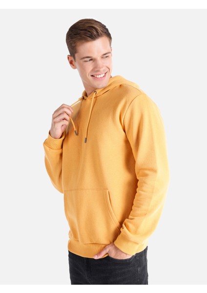 Regular Fit Kapüşonlu Sarı Erkek Sweatshirt Cl1059712