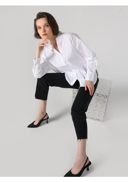 Regular Fit Beyaz Kadın Uzun Kol Gömlek Cl1060253