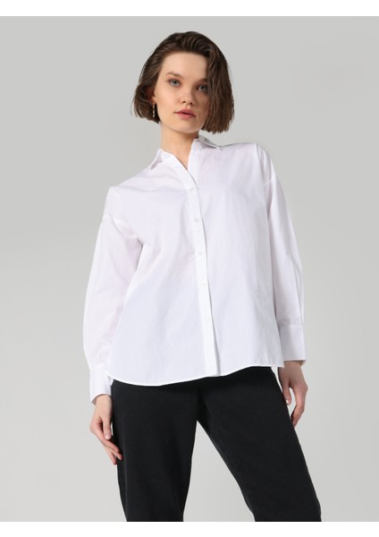Regular Fit Beyaz Kadın Uzun Kol Gömlek Cl1060253