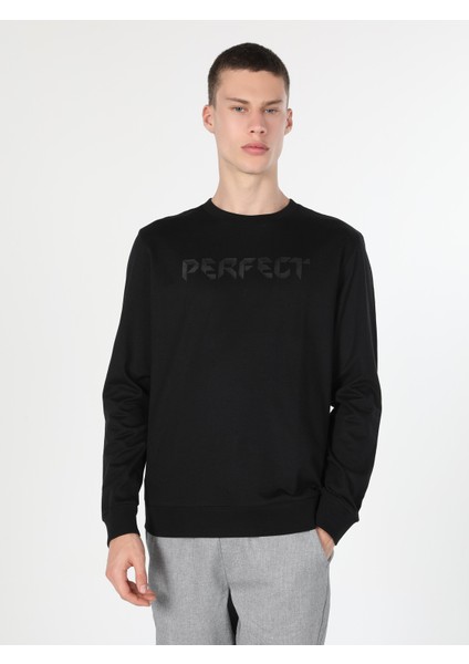 Regular Fit Baskılı Siyah Erkek Sweatshirt Cl1060122