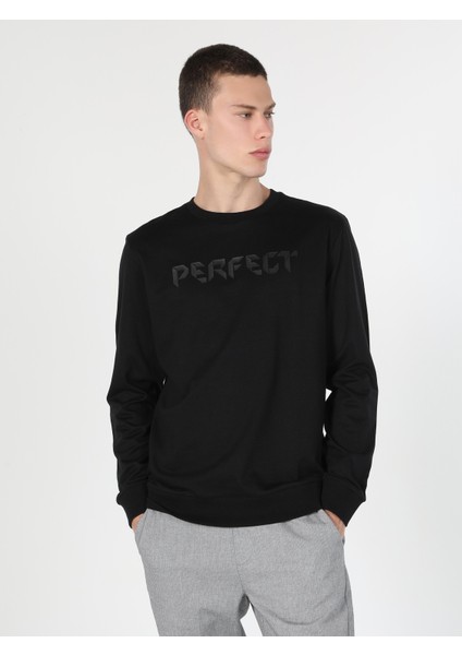 Regular Fit Baskılı Siyah Erkek Sweatshirt Cl1060122