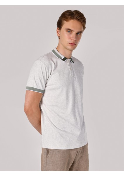 Regular Fit Beyaz Erkek Polo Yaka Kısa Kol Tişört Cl1064116