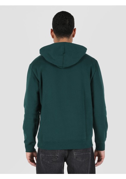 Regular Fit Baskılı Kapüşonlu Yeşil Erkek Sweatshirt Cl1061754