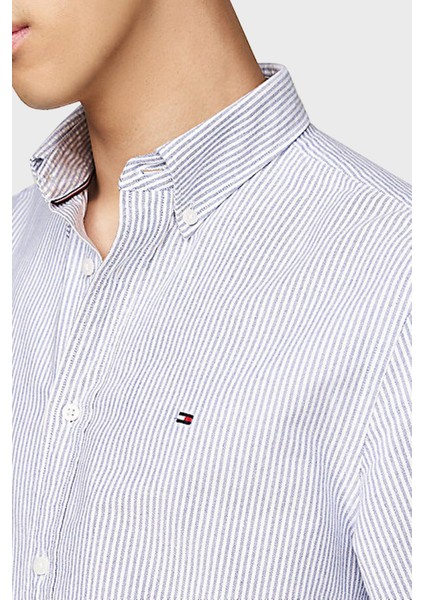 % 100 Pamuk Regular Fit Çizgili Gömlek Erkek Gömlek MW0MW36238 0A8