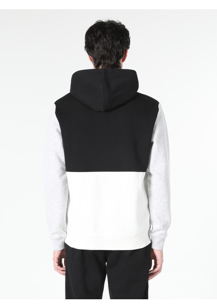 Regular Fit Kapüşonlu Baskılı Siyah Erkek Sweatshirt Cl1061863