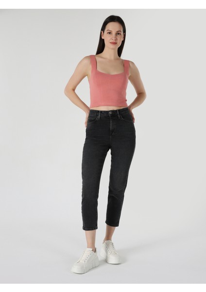 Slim Fit Kare Yaka Crop Turuncu Kadın Atlet Cl1063343