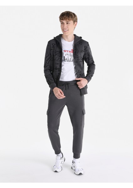 Slim Fit Orta Bel Antrasit Erkek Eşofman Altı