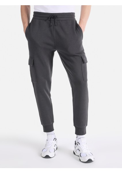 Slim Fit Orta Bel Antrasit Erkek Eşofman Altı