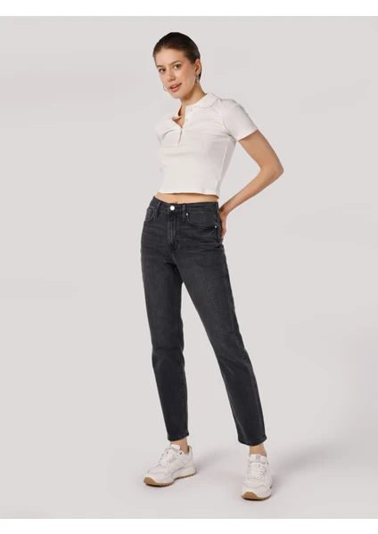 891 Maya Slim Fit Normal Bel Dar Paça Gri Kadın Jean Pantolon Cl1064398