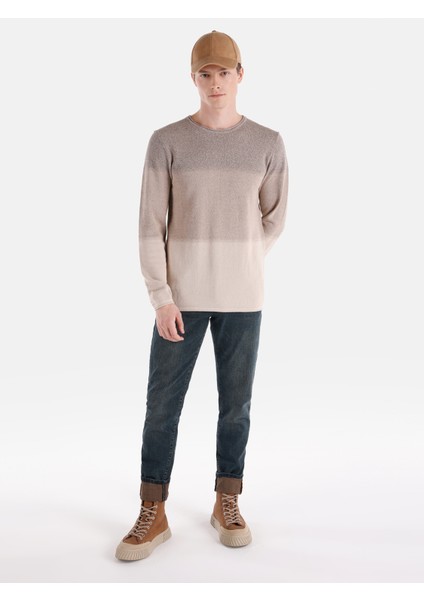 Regular Fit Triko Bej Erkek Kazak Cl1064867