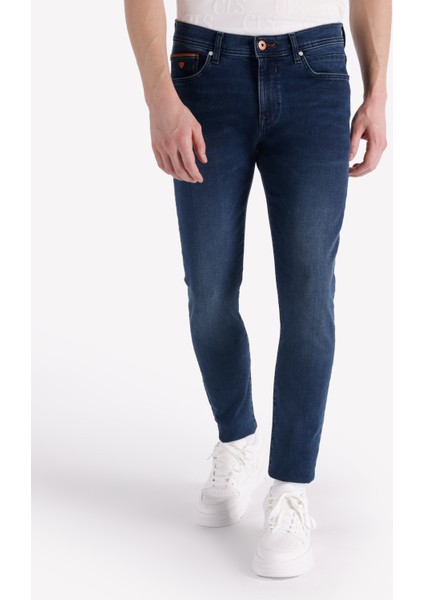 040 Alex Super Slim Fit Düşük Bel Dar Paça Koyu Mavi Erkek Pantolon Cl1065227