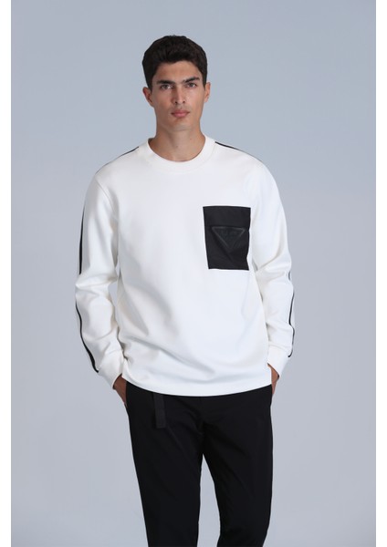 Techno Erkek Sweatshirt Kırık Beyaz