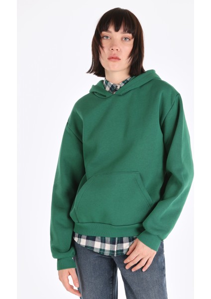 Regular Fit Kapüşonlu Yeşil Kadın Sweatshirt Cl1065677