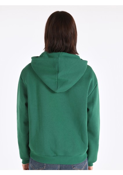 Regular Fit Kapüşonlu Yeşil Kadın Sweatshirt Cl1065677