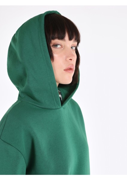 Regular Fit Kapüşonlu Yeşil Kadın Sweatshirt Cl1065677