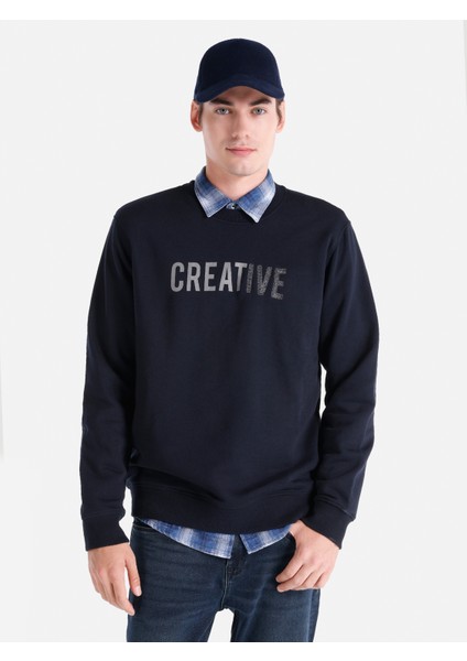 Regular Fit Baskılı Lacivert Erkek Sweatshirt Cl1065694