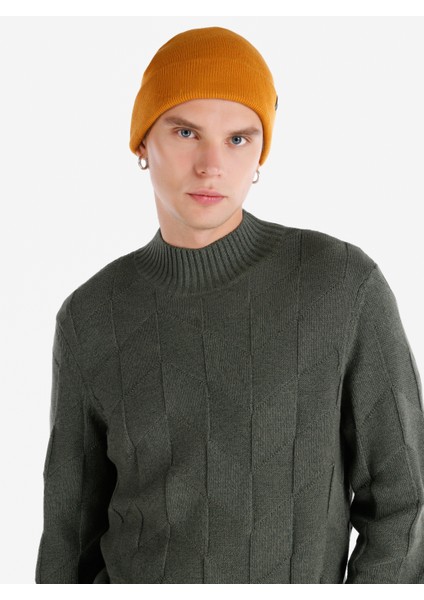 Slim Fit Turtle Neck Jakarlı Erkek Yeşil Kazak Cl1065745