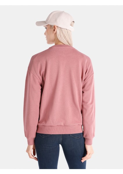 Regular Fit Baskılı Pembe Kadın Sweatshirt Cl1065885