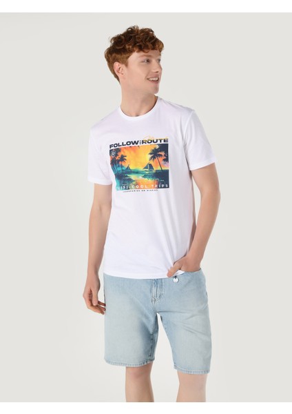 Regular Fit Yuvarlak Yaka Düz Erkek Beyaz Kısa Kol Tişört modelleri