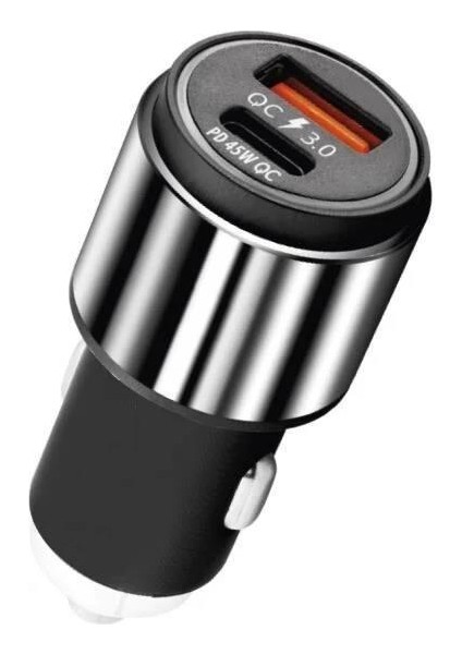 Araç Şarj Başlık 45W Hızlı Şarj Çift Girişli Type C USB Araç Şarj Başlık Ultra Hızlı