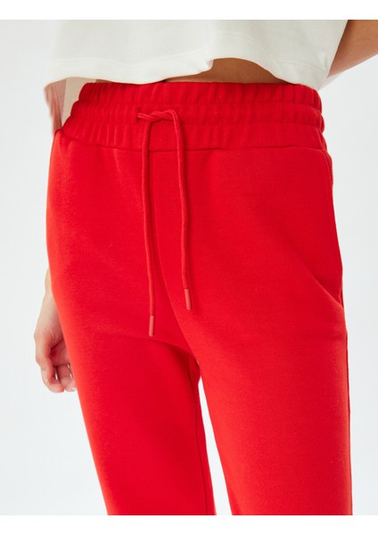 Jogger Eşofman Altı Yüksek Bel Bağcıklı Şardonlu Cep Detaylı indirimleri