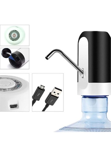 USB Şarj Edilebilir Otomatik Su Sebili Pompası Kamp ve Ev Kullanımı Için Dokunmatik Damacana Pompası