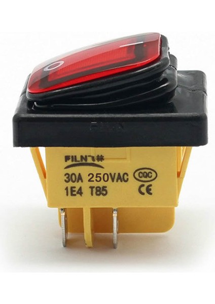 Roba 30A 250V On-Off Anahtar Yüksek Akım Kcd4 4 Pin Buton IP67 Su Geçirmez LED Işıklı Rocker Switch