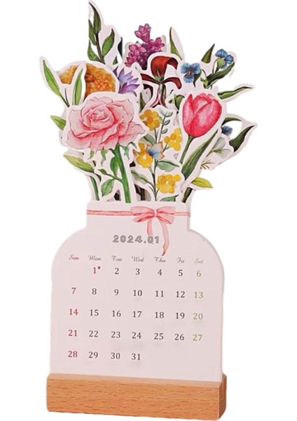 2024 Takvimi Küçük Kalın Kağıt Çiçek Üstü Takvimi Ev Için (Yurt Dışından)