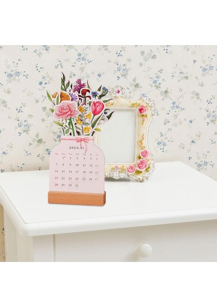 2024 Takvimi Küçük Kalın Kağıt Çiçek Üstü Takvimi Ev Için (Yurt Dışından) modelleri