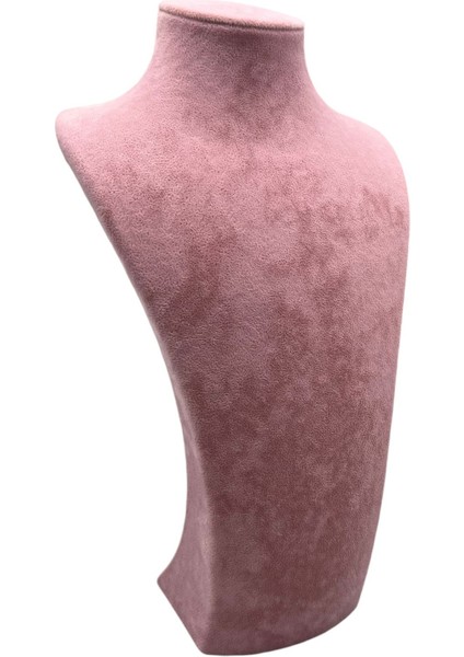 Yerli Üretim Süet Kumaş Elisia Manken Pembe Renk 27/12 cm Kolye Gerdanlık Takı Sergileme Mankeni modelleri