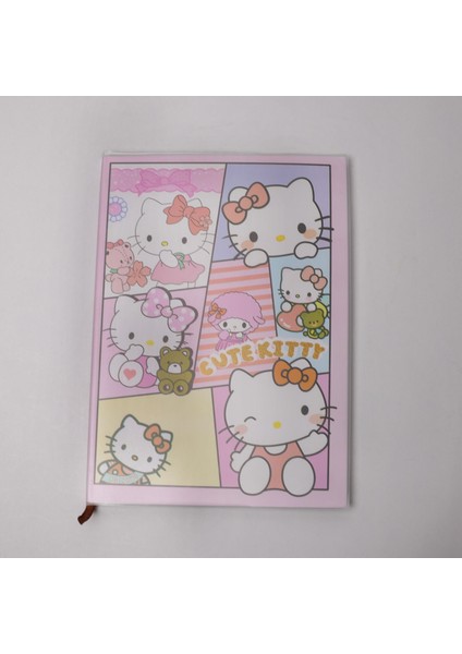Hello Kitty Kendinden Kaplı Çizgili Büyük Boy Defter 100 Sayfa