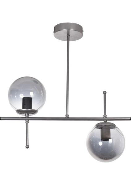 Feris Modern Tasarım Gri Füme Camlı 2'li Avize Şık Aydınlatma İçin Uygun fiyatları