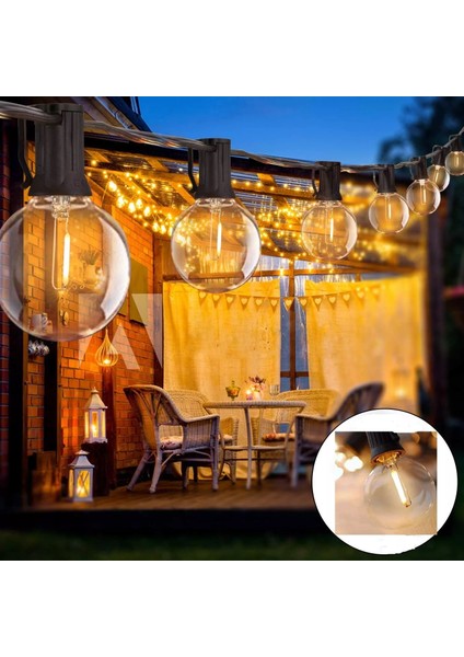 Solar G40 String Lights Güneş Enerjili Ampül Serisi 3 Metre 10 LED Lamba