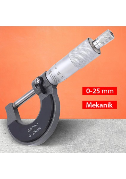 Mekanik Mikrometre 0-25 mm Çap ve Kalınlık Ölçer