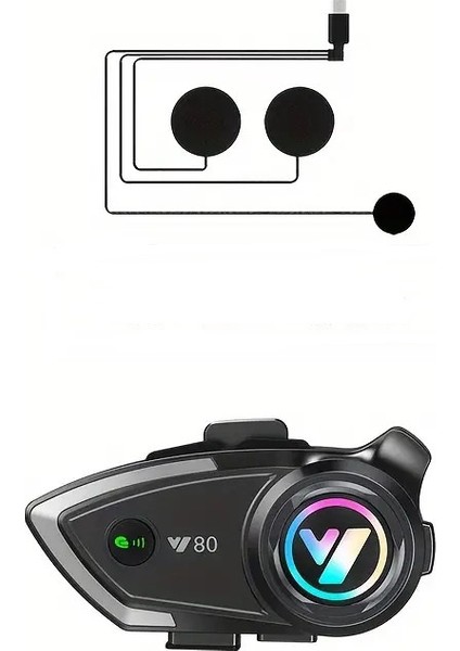 Motosiklet Kask Kulaklığı 5.3 Bluetooth Kulaklık Seti Rgb Intercom Y80