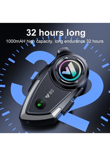 Motosiklet Kask Kulaklığı 5.3 Bluetooth Kulaklık Seti Rgb Intercom Y80